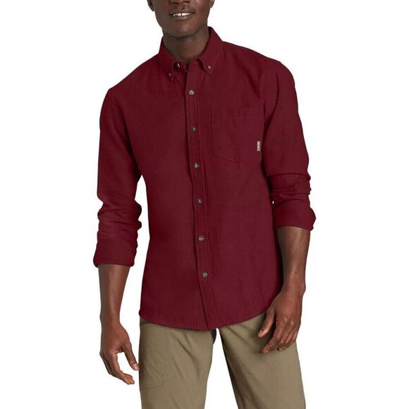 Eddie Bauer Shirt Mens Large Tall Maroon Field Flannel Chore Ranch Button Down - Picture 1 of 12